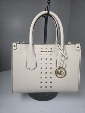 Michael Kors lvory Satchel with Gold Studded Hardware
